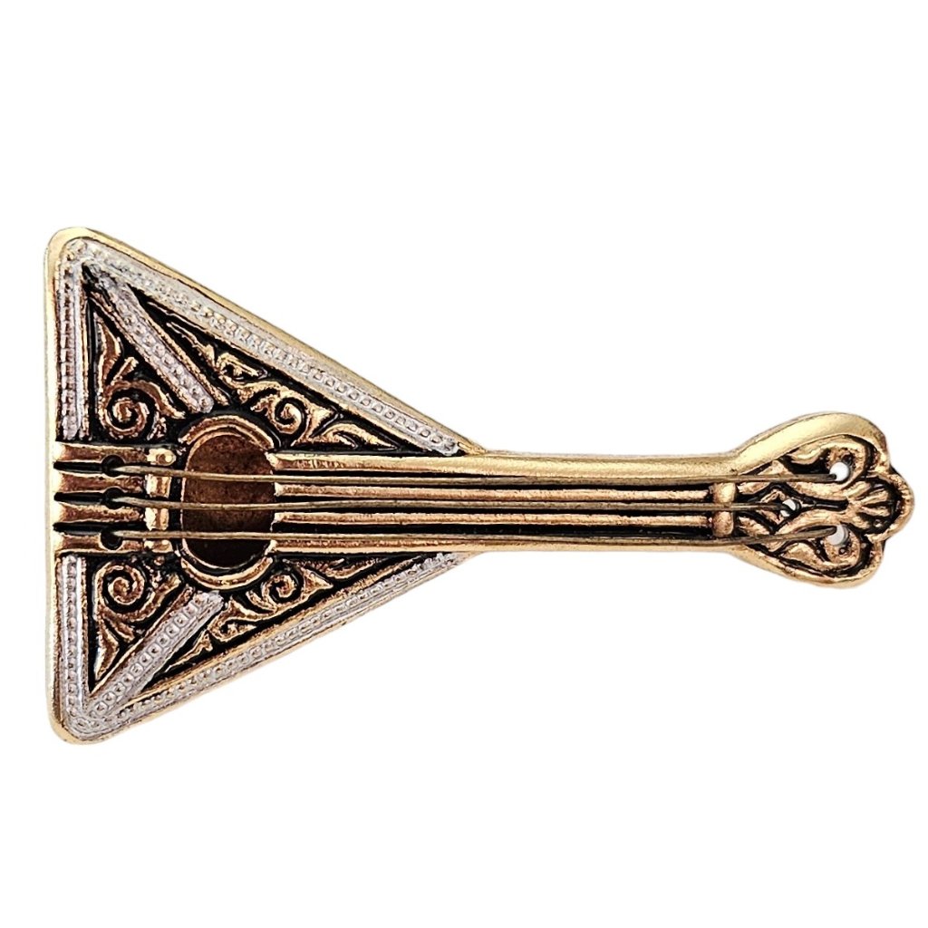 Toledoware Damascene Style Guitar Balalaika Stringed Instrument Brooch Pin L333